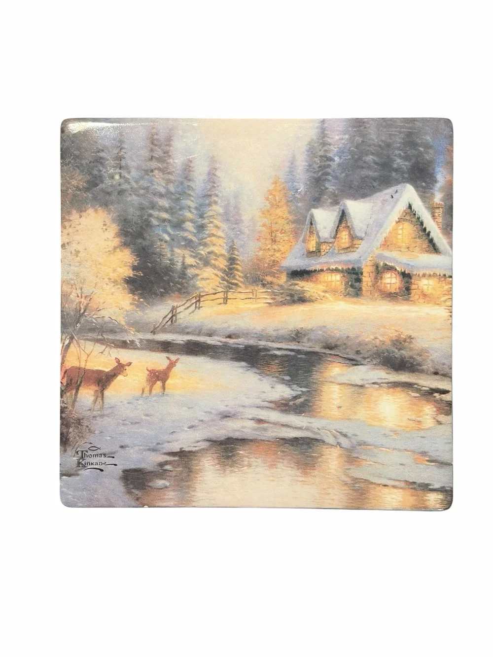 Thomas Kinkade Deer Creek Cottage 1995 Hallmark Decorative Tile Trivet
